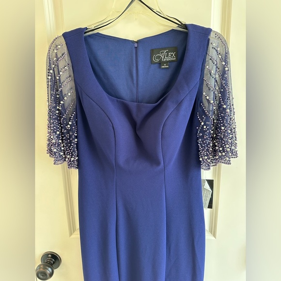 Alex Evenings Mother Of The Bride Dress Embellished Beaded Sleeves Size 4 - Picture 5 of 13